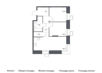 Продается двухкомнатная квартира, 54.6 м2, поселение Мосрентген, многофункциональный комплекс Тропарево Парк, к2.4