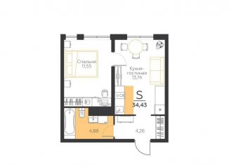 Продам однокомнатную квартиру, 34.4 м2, посёлок Молодёжный