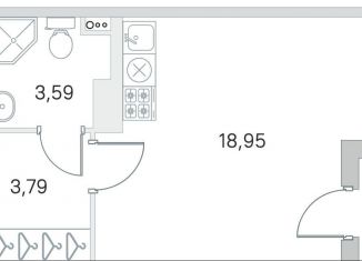 Продается квартира студия, 27.3 м2, посёлок Стрельна