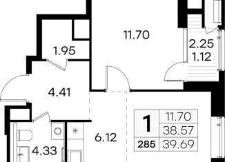 Продам однокомнатную квартиру, 39.7 м2, Нижегородская область, площадь Минина и Пожарского
