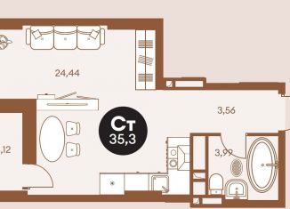 Продажа квартиры студии, 35.3 м2, Ростов-на-Дону, проспект Чехова, 118В, Кировский район