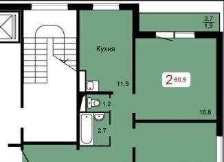 Сдается двухкомнатная квартира, 61 м2, Красноярск, Лесопарковая улица, 17, ЖК Курчатова
