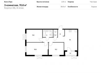 Продам 3-комнатную квартиру, 70.8 м2, Ярославль, ЖК Волга Парк
