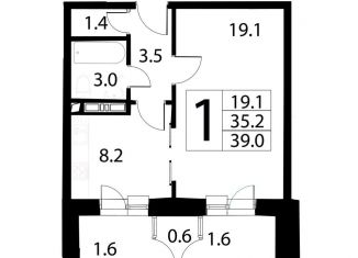 Однокомнатная квартира на продажу, 39 м2, посёлок Развилка, жилой комплекс Три Квартала, к10, ЖК Три Квартала