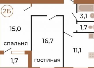 Продажа 2-ком. квартиры, 56.8 м2, село Богословка