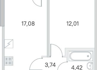 1-комнатная квартира на продажу, 39.1 м2, посёлок Шушары