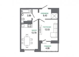 Продажа 1-комнатной квартиры, 40.6 м2, Иркутск, жилой комплекс Авиатор, с18