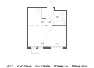 Продается 1-комнатная квартира, 34.6 м2, Московская область, квартал Ивакино, 2к1