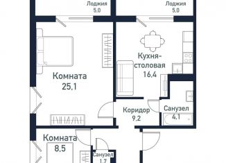 2-комнатная квартира на продажу, 65.2 м2, Челябинская область