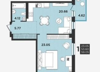 Однокомнатная квартира на продажу, 59 м2, Архангельск, Ленинградский проспект, 105