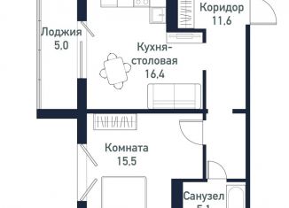 Продаю 1-комнатную квартиру, 48.2 м2, Челябинская область, улица имени Ефрейтора Потехина, 2