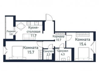 Продается двухкомнатная квартира, 59.8 м2, посёлок Западный, улица имени Ефрейтора Потехина, 4