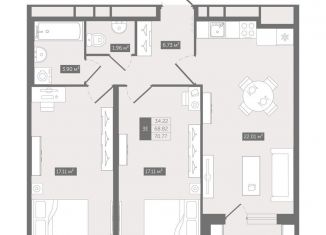 Продается двухкомнатная квартира, 70.8 м2, деревня Новое Девяткино