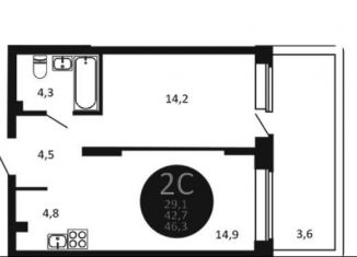 Продается 2-ком. квартира, 46.3 м2, Новосибирск