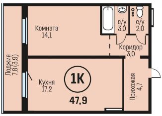 Продаю 1-ком. квартиру, 47.9 м2, рабочий поселок Южный, Южный тракт, 15к5