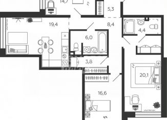 Продажа трехкомнатной квартиры, 103.3 м2, Москва, набережная Марка Шагала, 11к1, Даниловский район