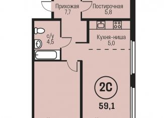 Продаю 2-комнатную квартиру, 59.1 м2, Барнаул, Индустриальный район, улица имени В.Т. Христенко, 2к4