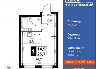 Продаю квартиру студию, 25.7 м2, Москва, СНТ Гипрохим, 1Ас1