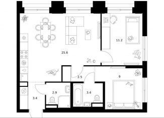 Продажа двухкомнатной квартиры, 58 м2, Москва, ЗАО