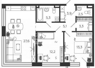 Продаю 2-комнатную квартиру, 74.3 м2, Москва, набережная Марка Шагала, 11к1, Даниловский район