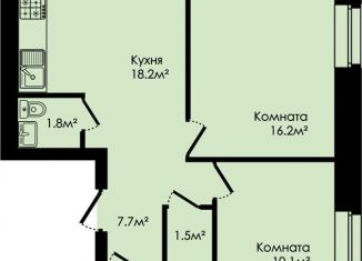 Двухкомнатная квартира на продажу, 64.4 м2, деревня Мостец, Центральная улица, 14