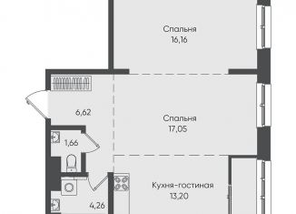 Продаю 2-ком. квартиру, 61.9 м2, Иркутск, Свердловский округ