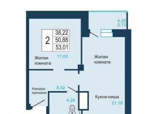 Продается 2-ком. квартира, 53 м2, Красноярск, ЖК Светлогорский, Светлогорский переулок, 2О