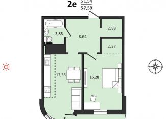 Продам 2-комнатную квартиру, 57.6 м2, Хабаровск