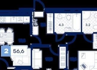 Продажа двухкомнатной квартиры, 56.6 м2, Тюмень, Пышминская улица, 216А