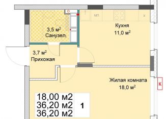 Продаю 1-комнатную квартиру, 36.2 м2, Нижегородская область