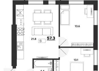 Продается 2-ком. квартира, 57.3 м2, Ульяновская область