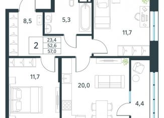 Продам 2-комнатную квартиру, 57 м2, Забайкальский край