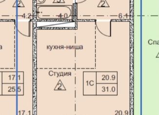 Продаю квартиру студию, 31.1 м2, Балабаново