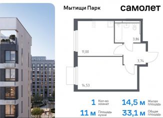 Продам однокомнатную квартиру, 33.1 м2, Мытищи, жилой комплекс Мытищи Парк, к5