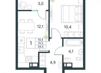 Продажа 1-комнатной квартиры, 34.5 м2, Забайкальский край