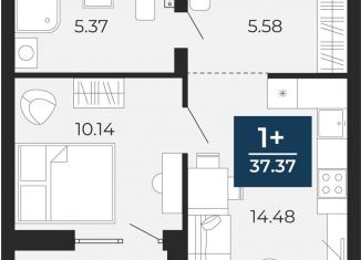 1-ком. квартира на продажу, 37.4 м2, деревня Патрушева, улица Петра Ершова, 12, ЖК Никольский