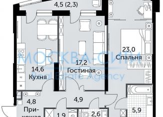 Продается двухкомнатная квартира, 77.1 м2, Москва, СЗАО, улица Шеногина, 2