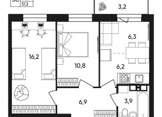 Продажа 3-ком. квартиры, 51.3 м2, Пермский край, Белозёрская улица, 30А