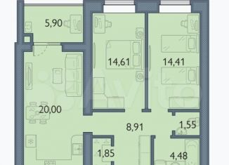 Продается двухкомнатная квартира, 71 м2, Брянская область, микрорайон Мегаполис-Парк, 14/2