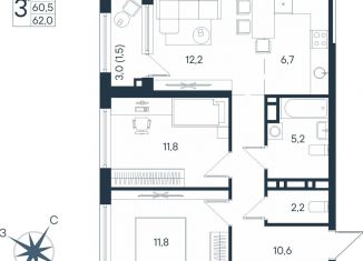 Продаю 3-ком. квартиру, 62 м2, Пермский край