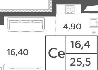 Квартира на продажу студия, 25.5 м2, Москва, проспект Генерала Дорохова, вл1к1, ЖК Вилл Тауэрс