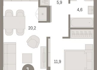 Продажа однокомнатной квартиры, 47.4 м2, Екатеринбург, улица Гастелло, 19А