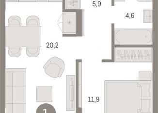 Продаю 1-комнатную квартиру, 47.4 м2, Екатеринбург, улица Гастелло, 19А