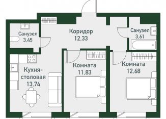 Продажа двухкомнатной квартиры, 66.6 м2, посёлок Западный, Спортивная улица, 12