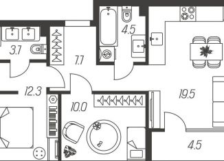 Продается двухкомнатная квартира, 62.2 м2, Тула, Центральный территориальный округ, улица Михеева, 9