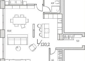 Продаю 3-комнатную квартиру, 120.2 м2, Тюмень, Первомайская улица, 1Аблок2