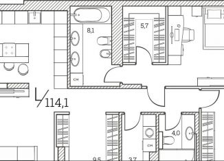 Продается 3-ком. квартира, 114.9 м2, Тюмень, Первомайская улица, 1Аблок2