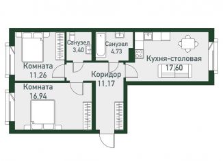 Продаю 2-ком. квартиру, 82.1 м2, посёлок Западный, Спортивная улица, 12