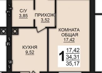 Продажа 1-комнатной квартиры, 35.2 м2, Богданихское сельское поселение