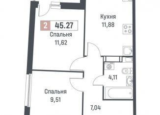 Продаю двухкомнатную квартиру, 44.2 м2, Ленинградская область